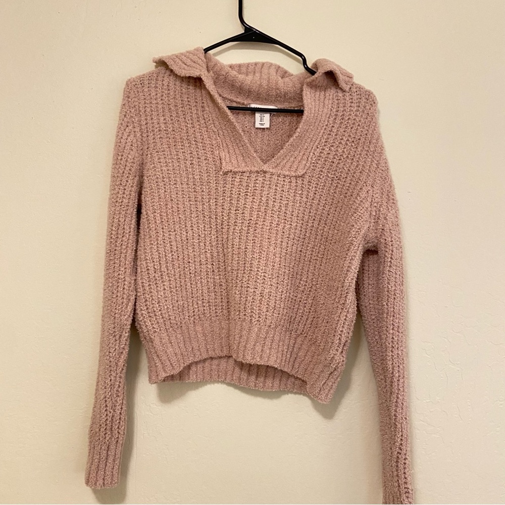 Pinkish/tan fuzzy lounge top. (matching shorts that will be sold separately)